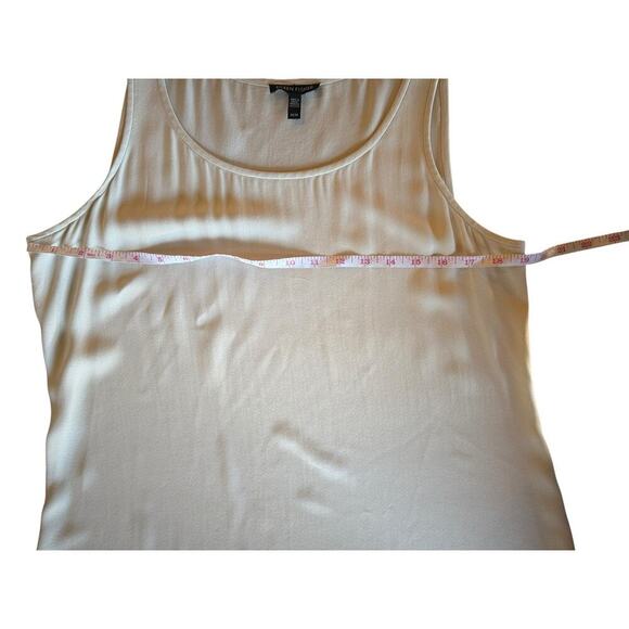 EILEEN FISHER Tank Medium 100% Silk Georgette Crepe Bone Scoop Neck Tunic Women - Picture 3 of 7